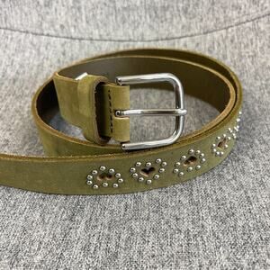 Lucky Brand Suede Leather Heart Cutout Studded Belt Womens Small Green Boho NWT